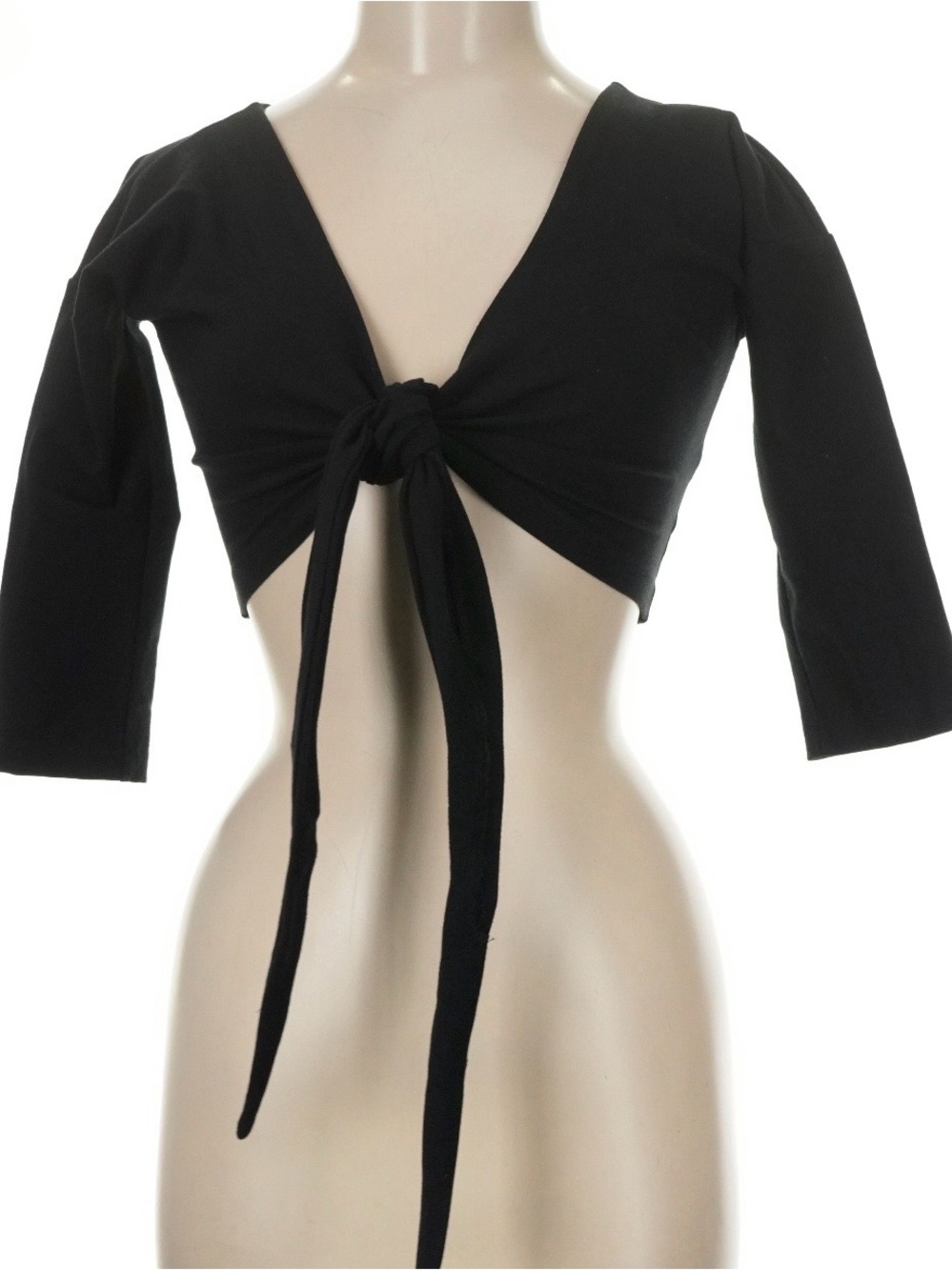 Betsey Johnson vintage 90s Y2K black cropped bolero tie front top